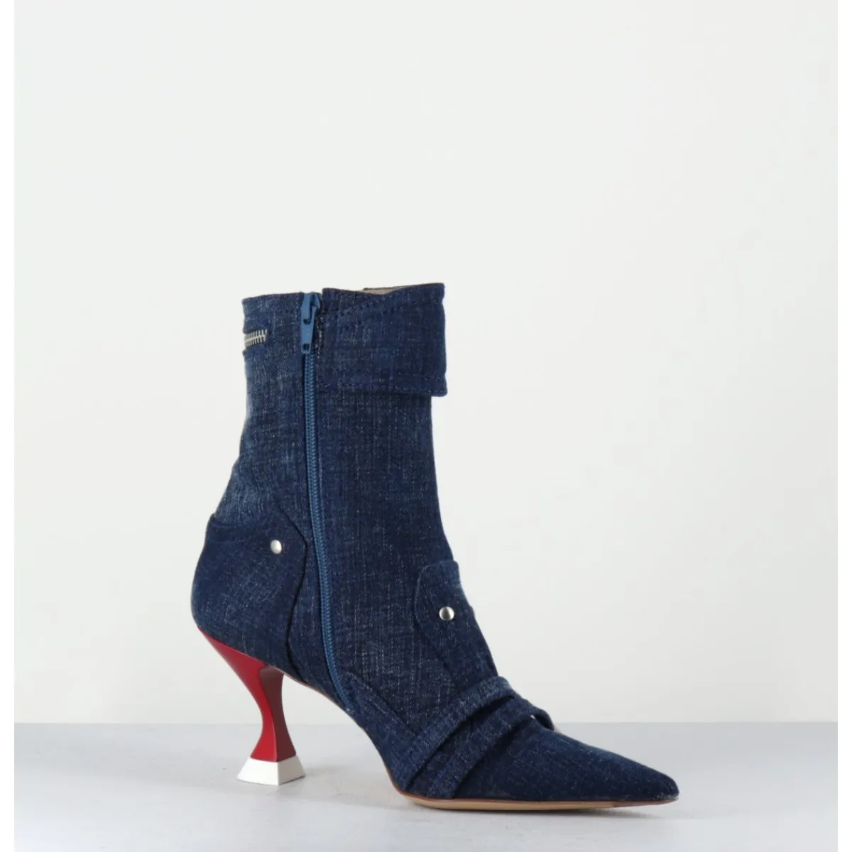 Boots^STRATEGIA Boots bout pointu en jean & talon rouge - A5404 LOVELY NK JEANS