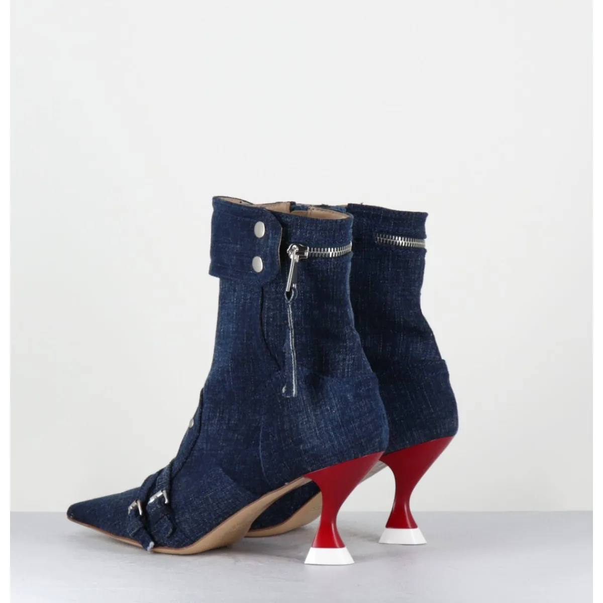 Boots^STRATEGIA Boots bout pointu en jean & talon rouge - A5404 LOVELY NK JEANS