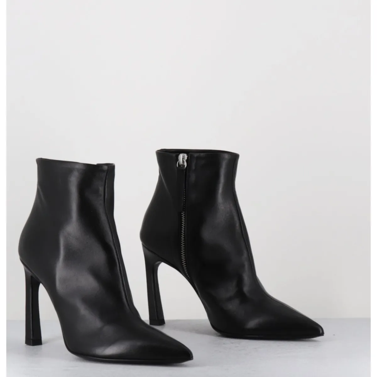Boots^HALMANERA Boots bout pointu talon haut cuir - VEVA05 BARON NERO NOIR