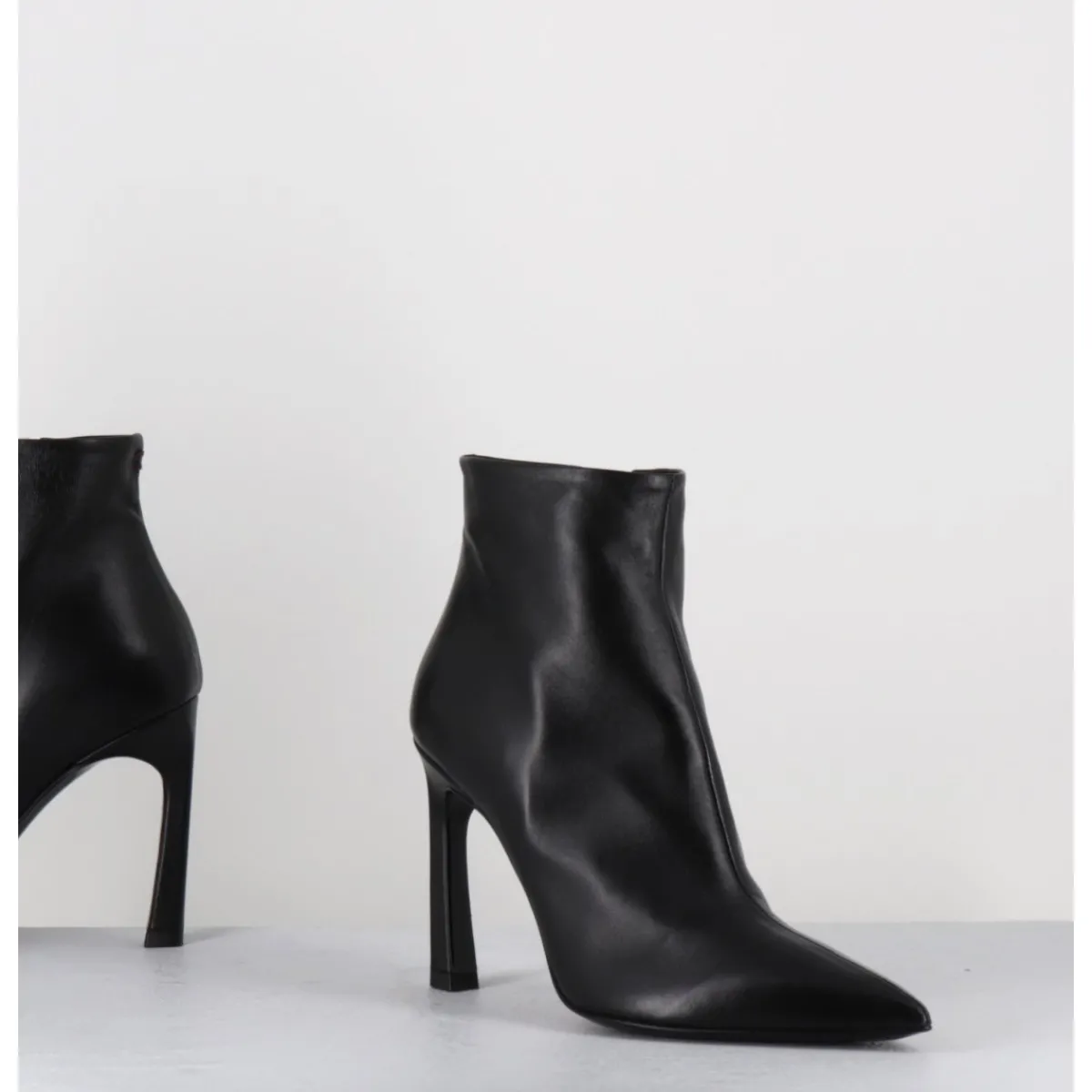 Boots^HALMANERA Boots bout pointu talon haut cuir - VEVA05 BARON NERO NOIR