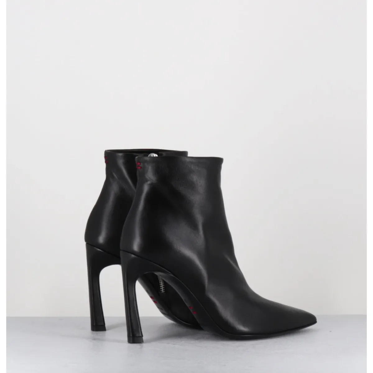 Boots^HALMANERA Boots bout pointu talon haut cuir - VEVA05 BARON NERO NOIR