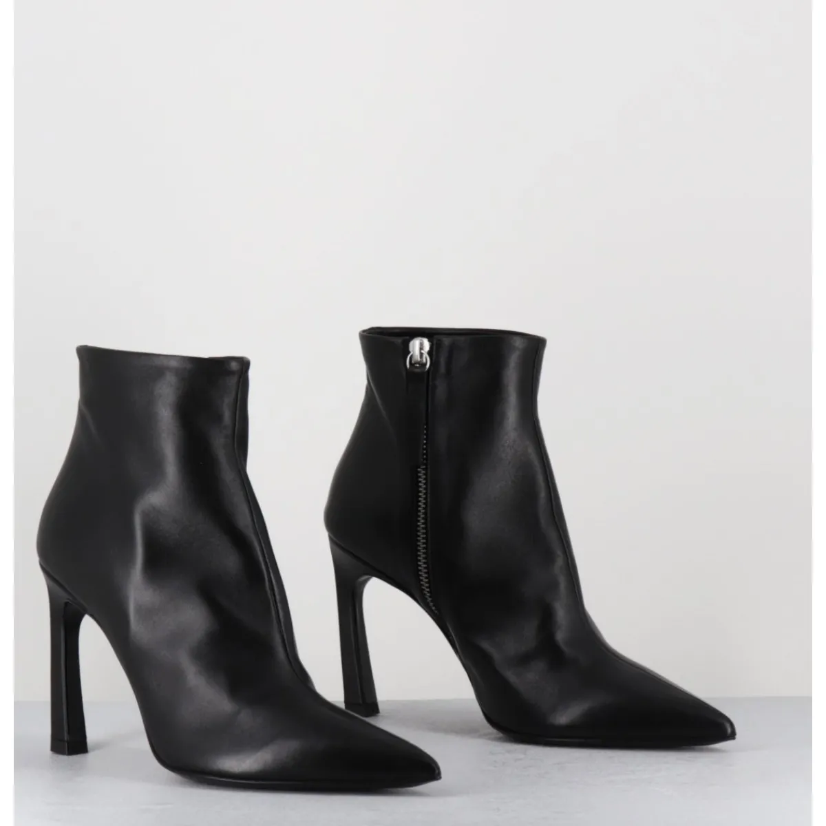 Boots^HALMANERA Boots bout pointu talon haut cuir - VEVA05 BARON NERO NOIR