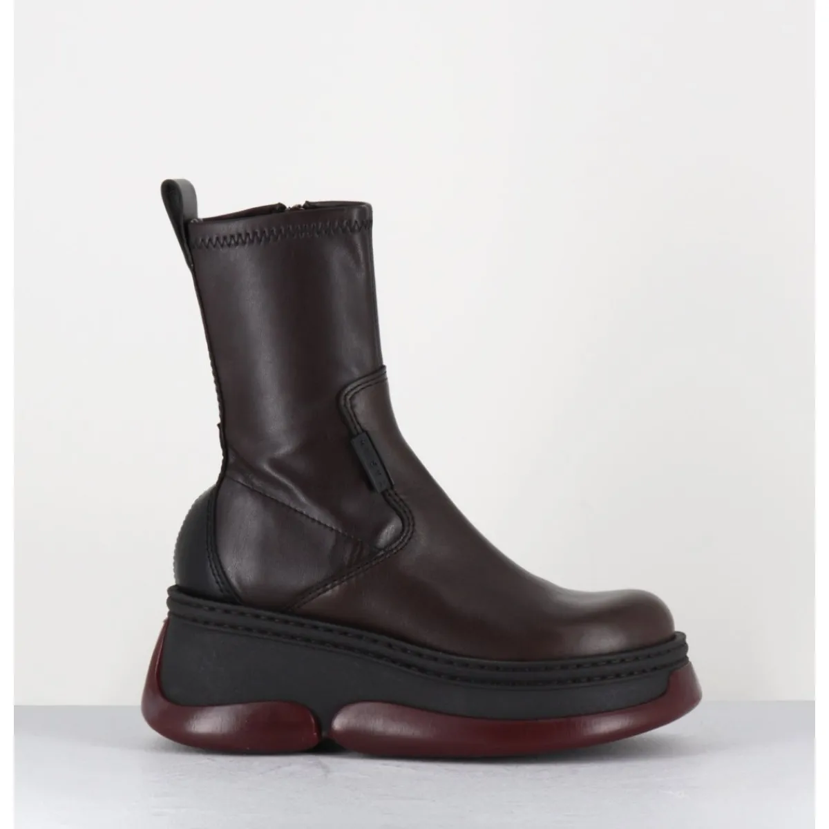 Boots | Plateformes^E8 BY MIISTA Boots bubble compensées en cuir stretch - KATTRIN BROWN BOOTS MARRON