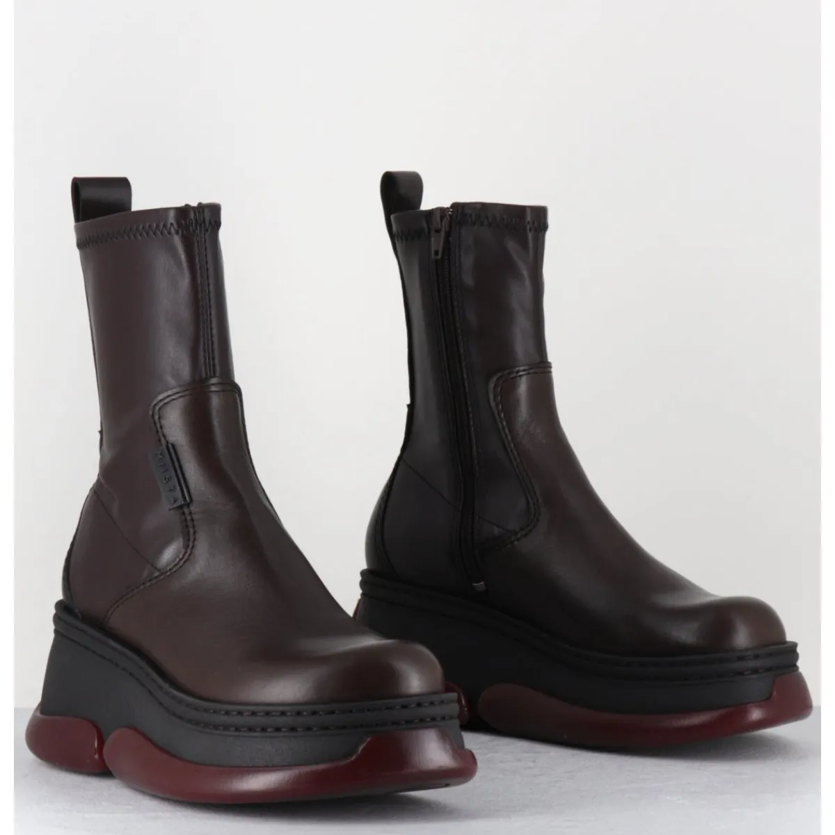 Boots | Plateformes^E8 BY MIISTA Boots bubble compensées en cuir stretch - KATTRIN BROWN BOOTS MARRON