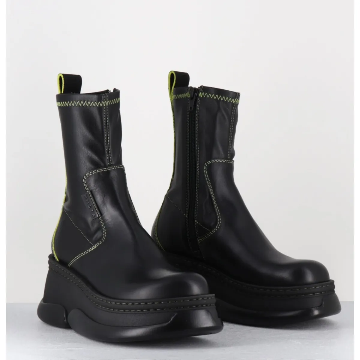 Boots | Plateformes^E8 BY MIISTA Boots bubble compensées en cuir stretch - KATTRIN BLACK BOOTS NOIR