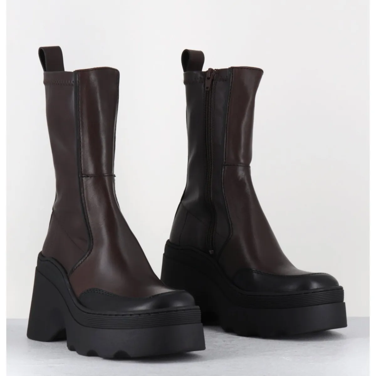 Boots | Plateformes^E8 BY MIISTA Boots compensées en cuir stretch - DEANDRA BROWN BOOTS MARRON