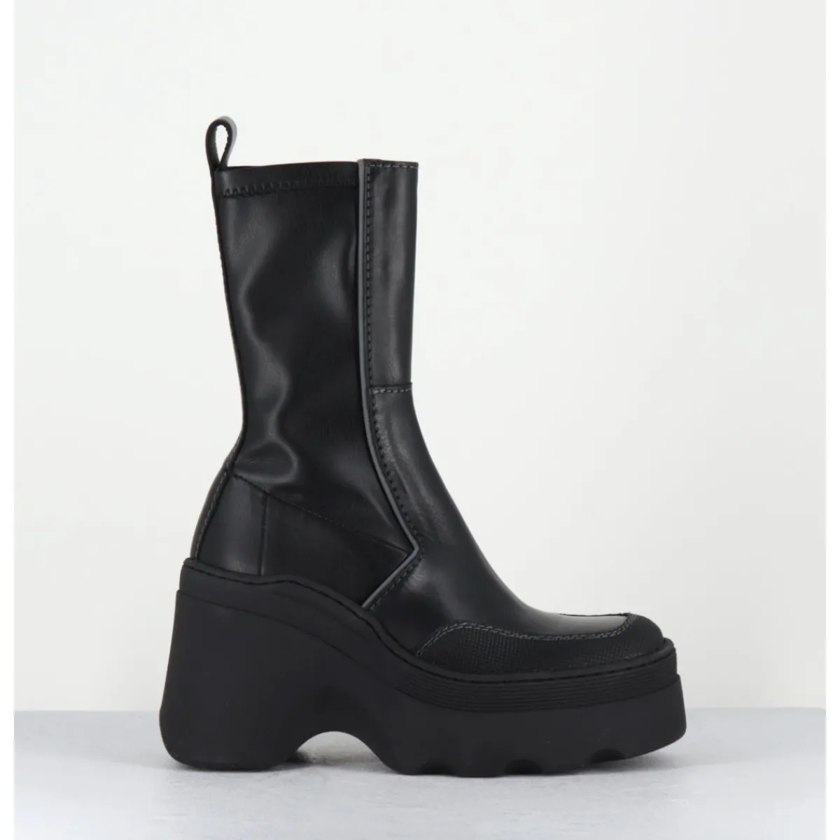 Boots | Plateformes^E8 BY MIISTA Boots compensées en cuir stretch - DEANDRA BLACK BOOTS NOIR