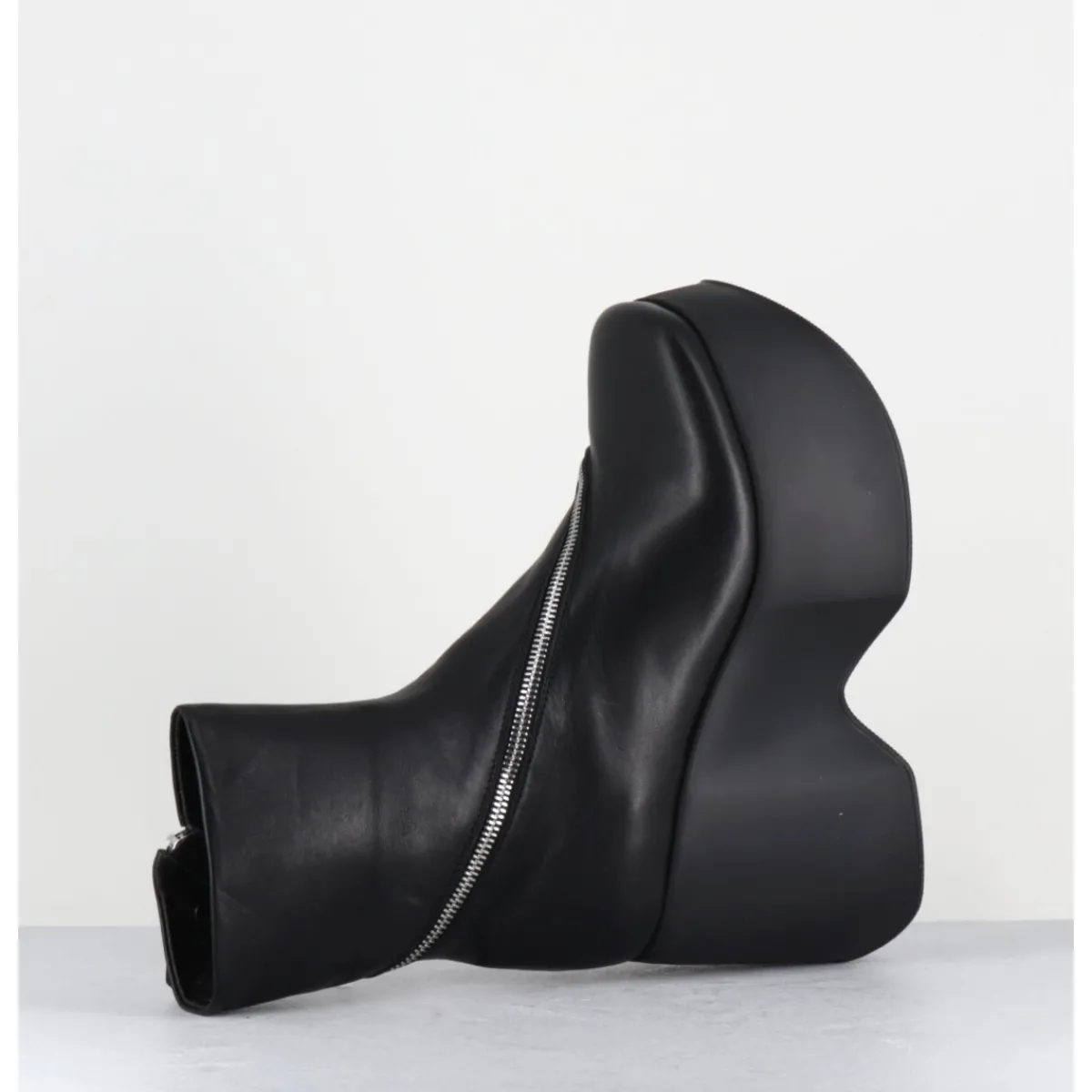 Boots | Plateformes^VIC MATIE Boots compensés en cuir zip asymétrique - 1D7562 ISLAND BLACK NOIR