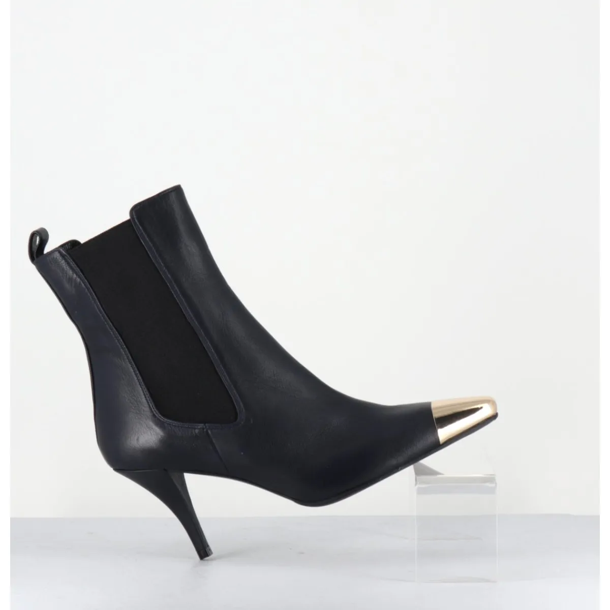 Boots^GARRICE LAB Boots cuir nuit pointe dorée - NAKO NAPPA DARK NAVY BLEU