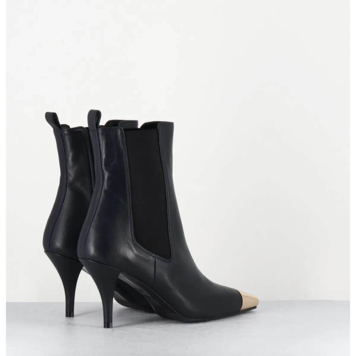 Boots^GARRICE LAB Boots cuir nuit pointe dorée - NAKO NAPPA DARK NAVY BLEU