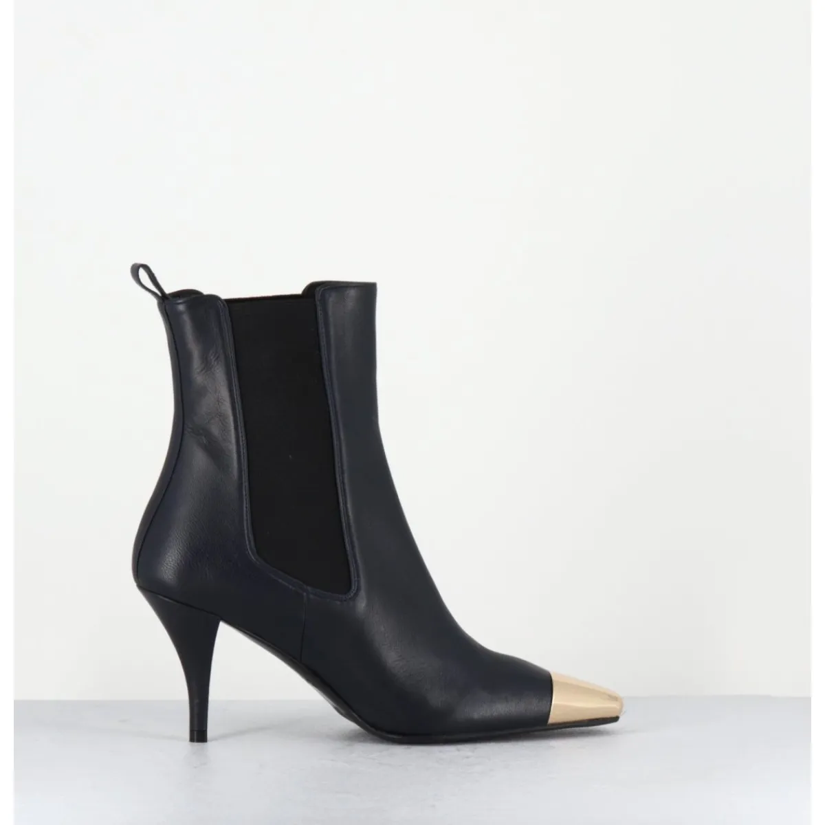 Boots^GARRICE LAB Boots cuir nuit pointe dorée - NAKO NAPPA DARK NAVY BLEU