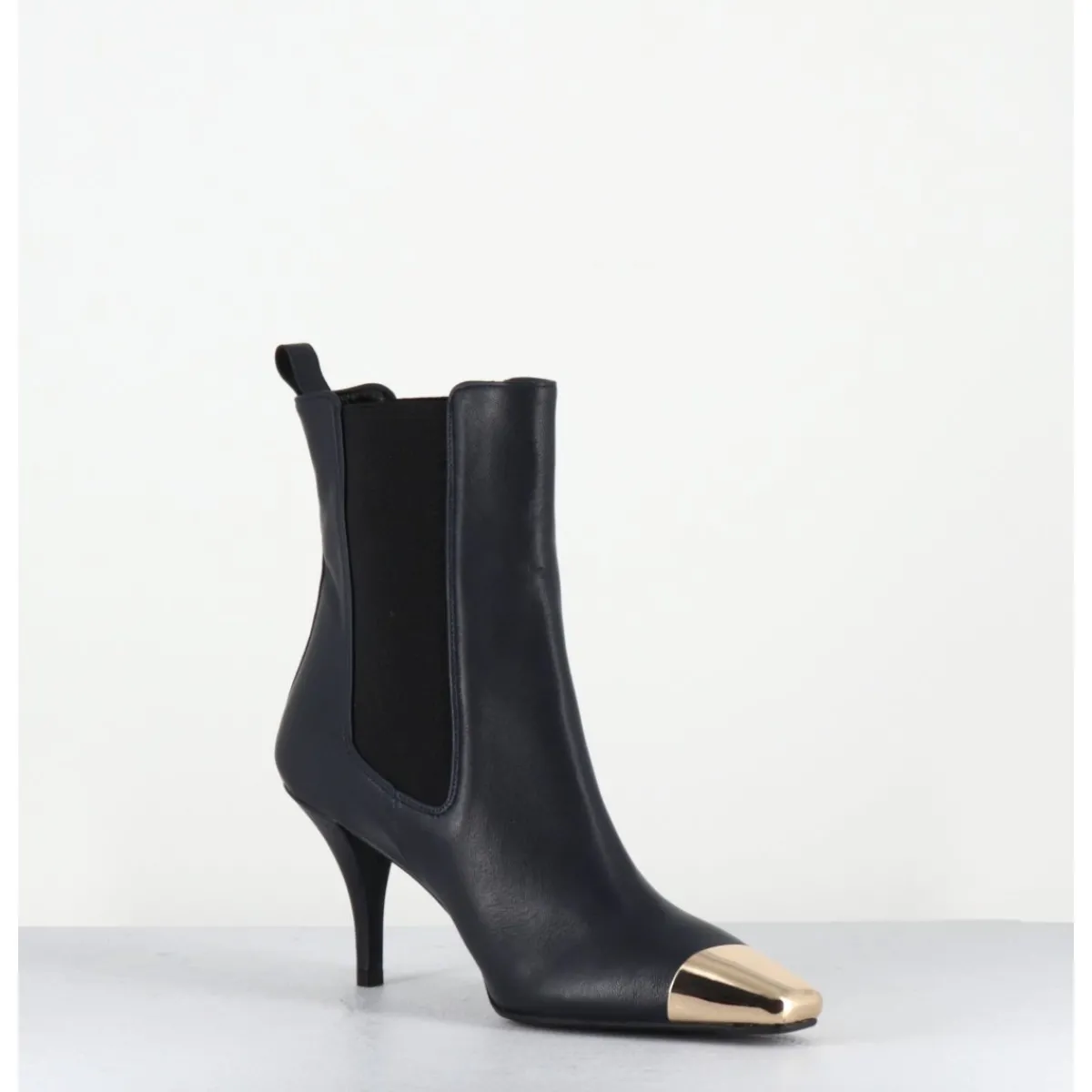 Boots^GARRICE LAB Boots cuir nuit pointe dorée - NAKO NAPPA DARK NAVY BLEU