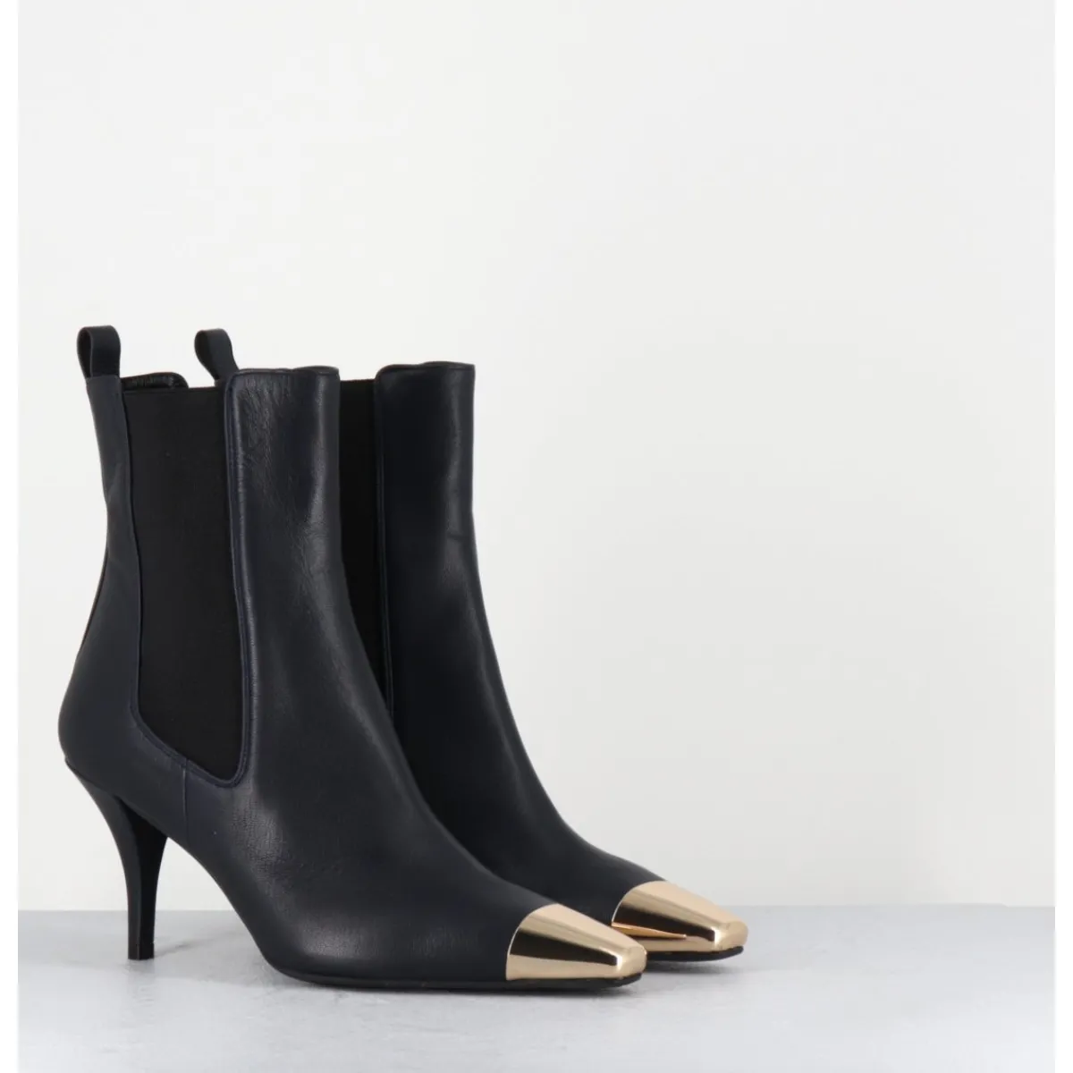 Boots^GARRICE LAB Boots cuir nuit pointe dorée - NAKO NAPPA DARK NAVY BLEU