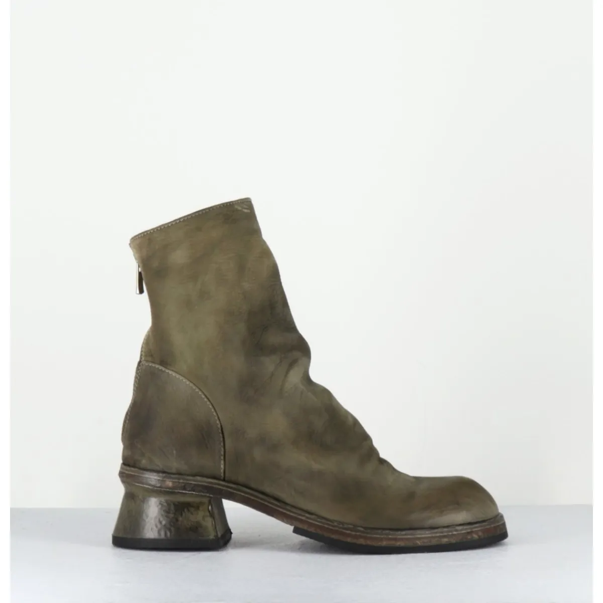 Boots^SHOTO Boots cuir gras kaki hand washed - 51759 PELUCHE CRUST