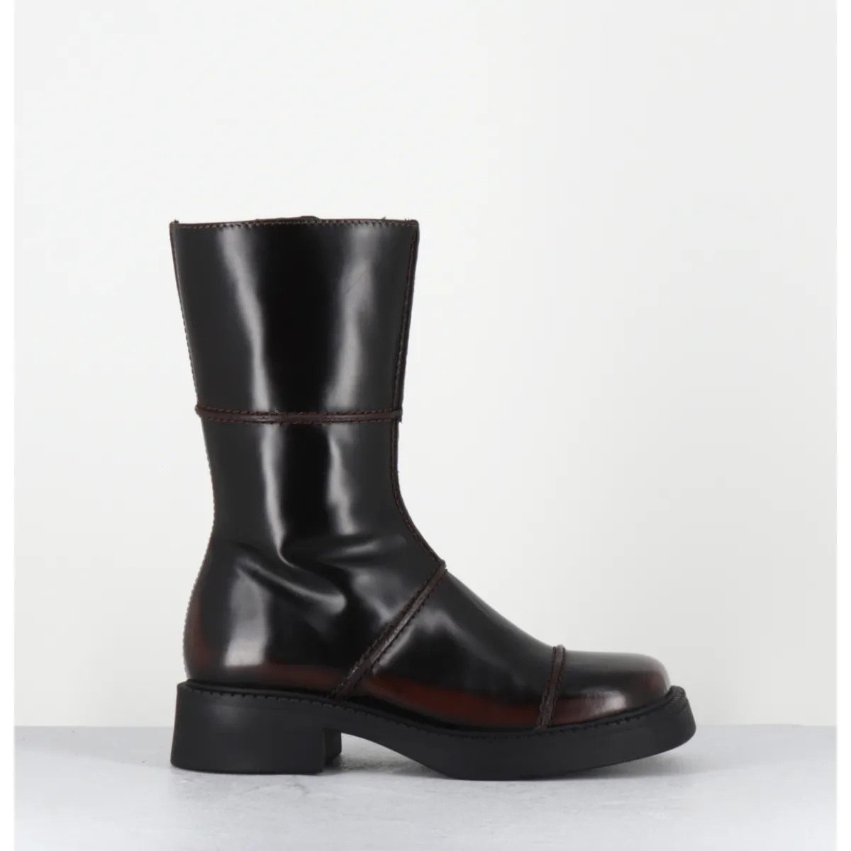Boots^E8 BY MIISTA Boots cuir brossé bout carré 90s - DAHLIA DARK BROWN BOOTS MARRON