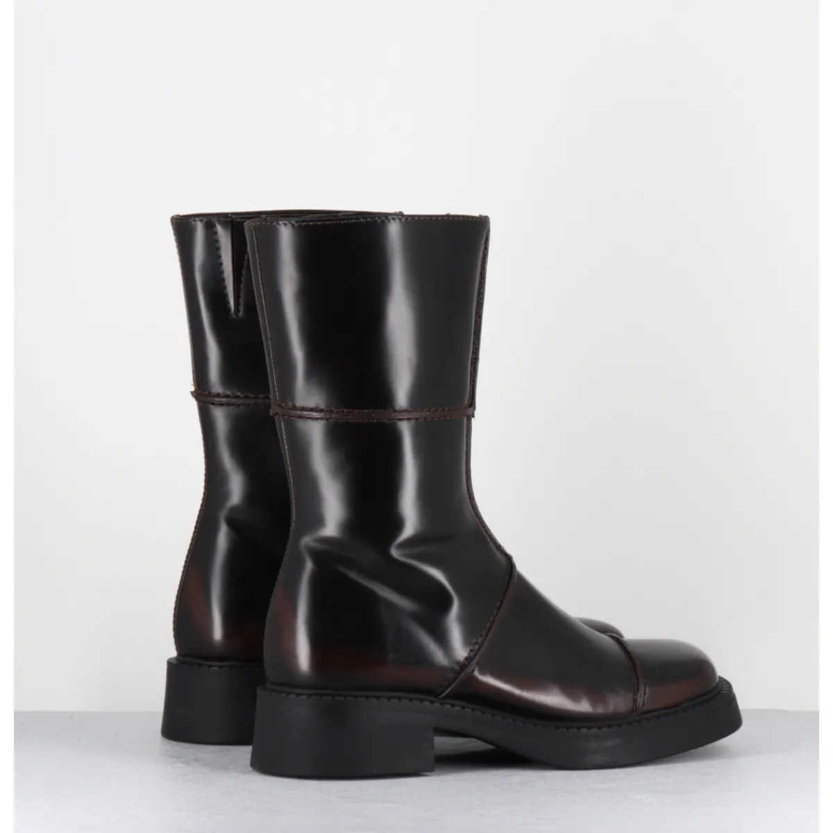 Boots^E8 BY MIISTA Boots cuir brossé bout carré 90s - DAHLIA DARK BROWN BOOTS MARRON