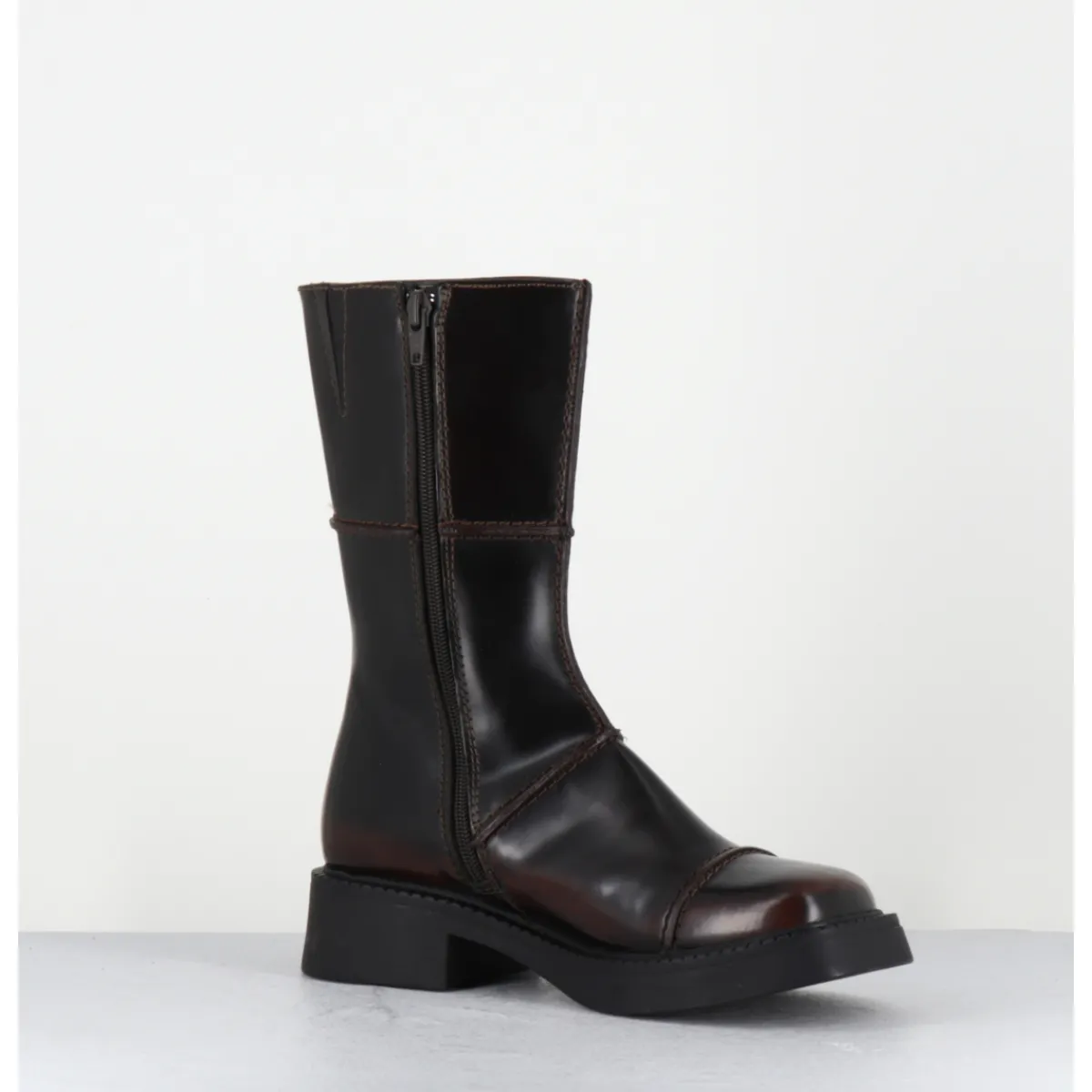 Boots^E8 BY MIISTA Boots cuir brossé bout carré 90s - DAHLIA DARK BROWN BOOTS MARRON