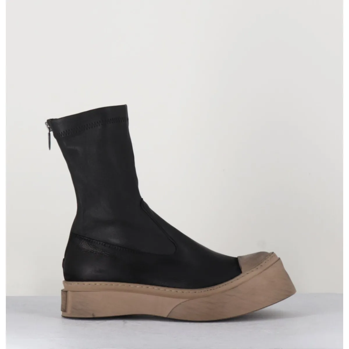 Boots | Sneakers^LOFINA Boots cuir stretch & semelle beige exagérée- 2742 NERO NOIR