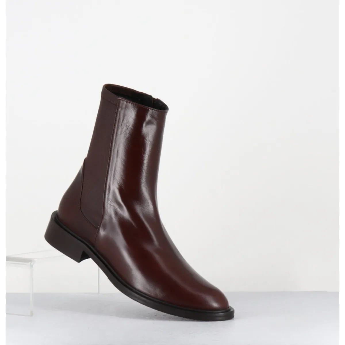 Boots^GARRICE LAB Boots en agneau plongé camel arrière stetch - GAVENE NAPPA SQUIRREL MARRON