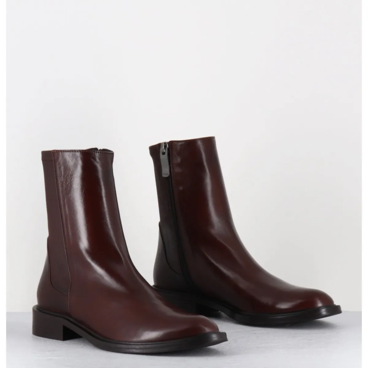 Boots^GARRICE LAB Boots en agneau plongé camel arrière stetch - GAVENE NAPPA SQUIRREL MARRON