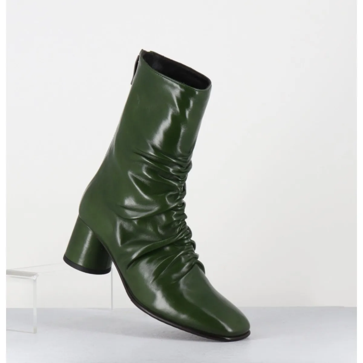 Boots^GARRICE LAB Boots en agneau plongé talon graphique - RAVENE NAPPA LESPUGLIO VERT
