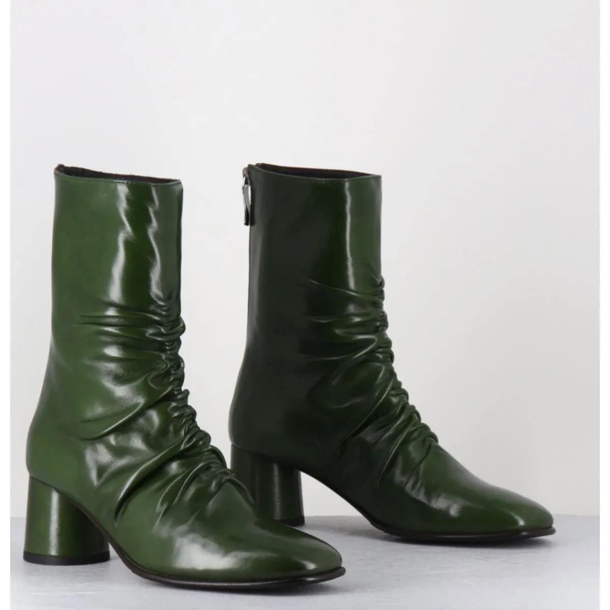 Boots^GARRICE LAB Boots en agneau plongé talon graphique - RAVENE NAPPA LESPUGLIO VERT