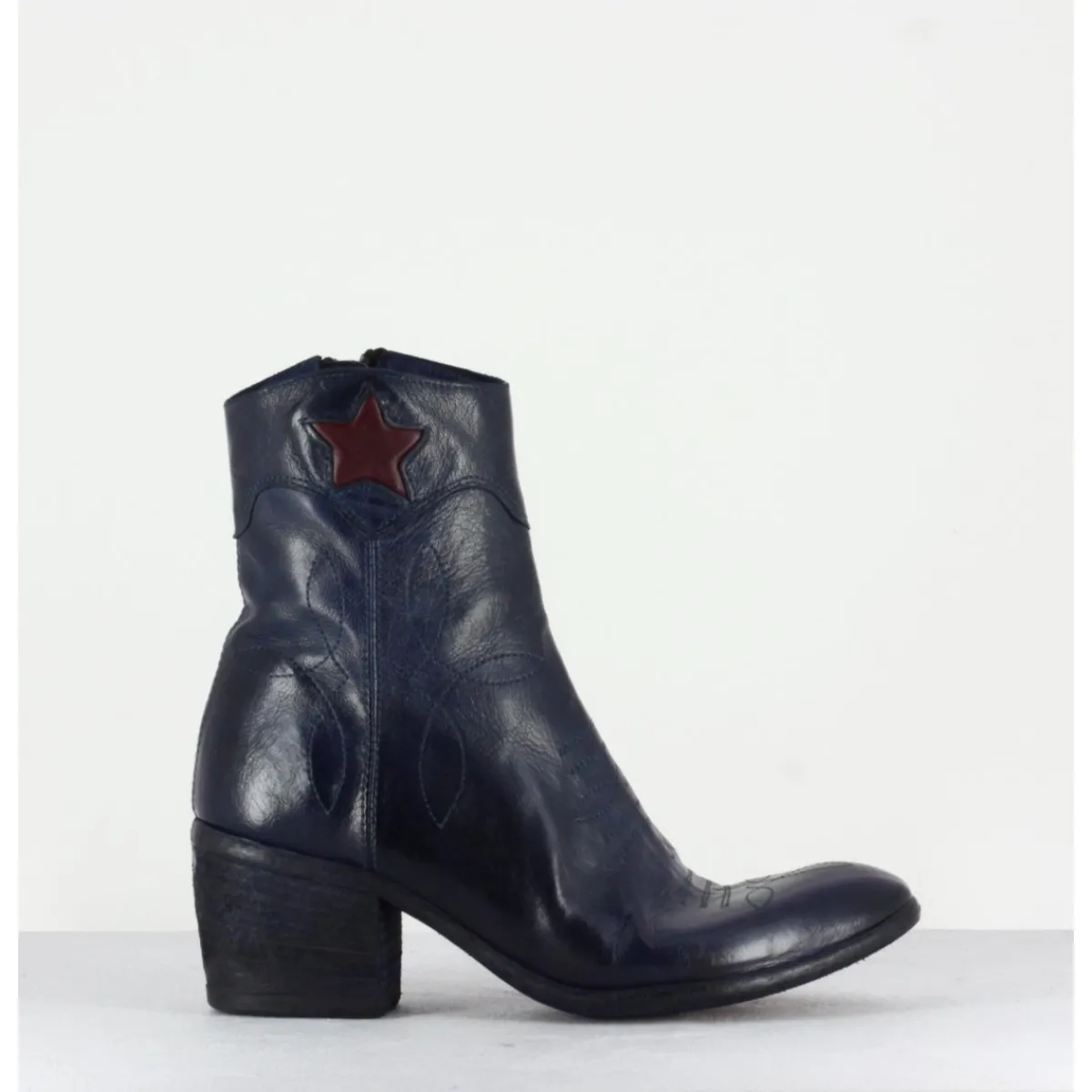 Boots | Santiags^FAUZIAN JEUNESSE Boots en cuir bleu & étoile rouge - 2039C IGNIS NAVY MARINE