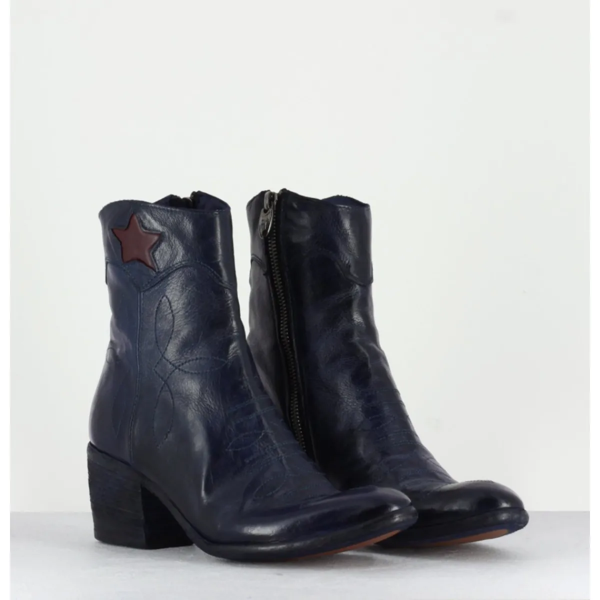 Boots | Santiags^FAUZIAN JEUNESSE Boots en cuir bleu & étoile rouge - 2039C IGNIS NAVY MARINE