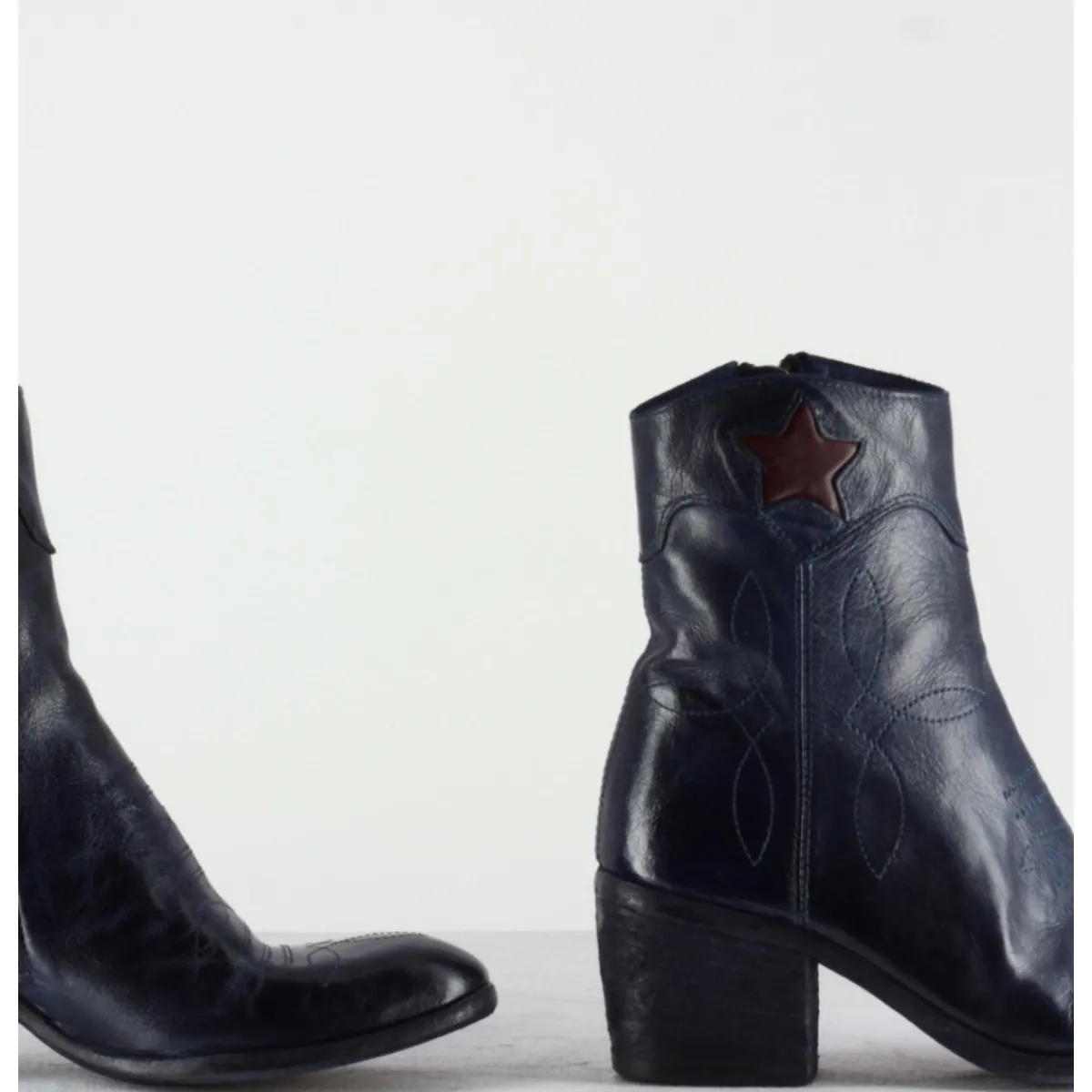 Boots | Santiags^FAUZIAN JEUNESSE Boots en cuir bleu & étoile rouge - 2039C IGNIS NAVY MARINE