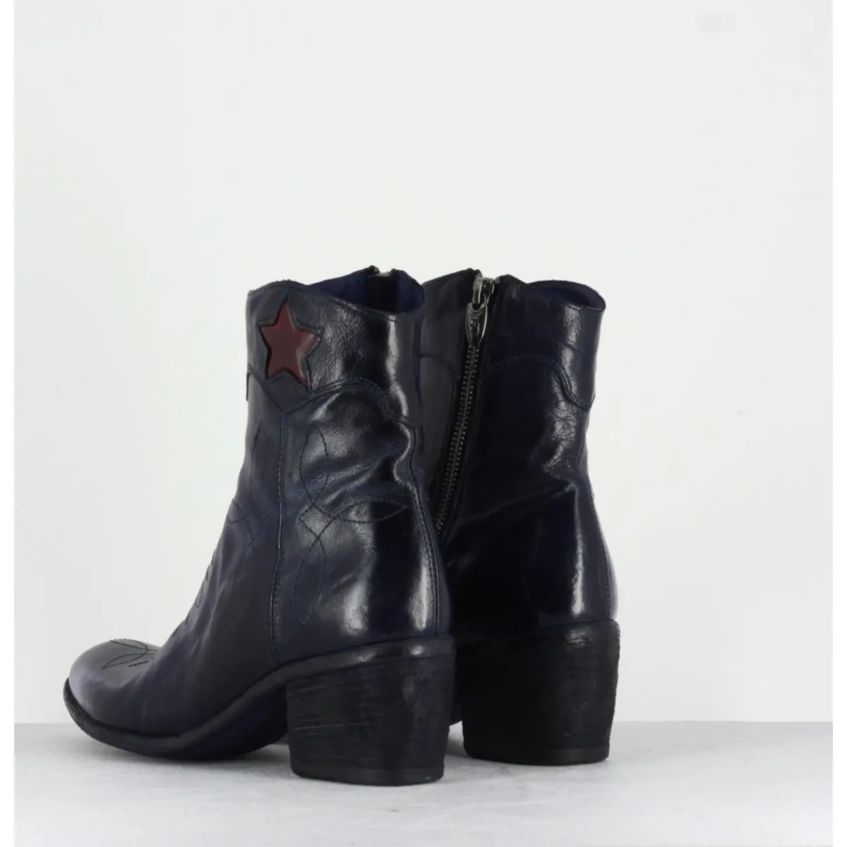 Boots | Santiags^FAUZIAN JEUNESSE Boots en cuir bleu & étoile rouge - 2039C IGNIS NAVY MARINE