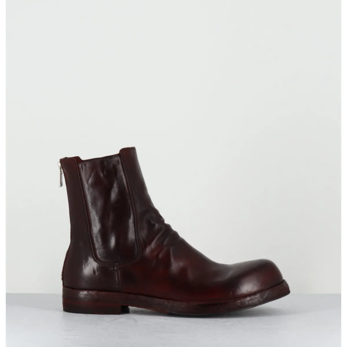Boots^OFFICINE CREATIVE Boots en cuir x lavé zip arrière - BULLA DD 304 RUBINO BORDEAU