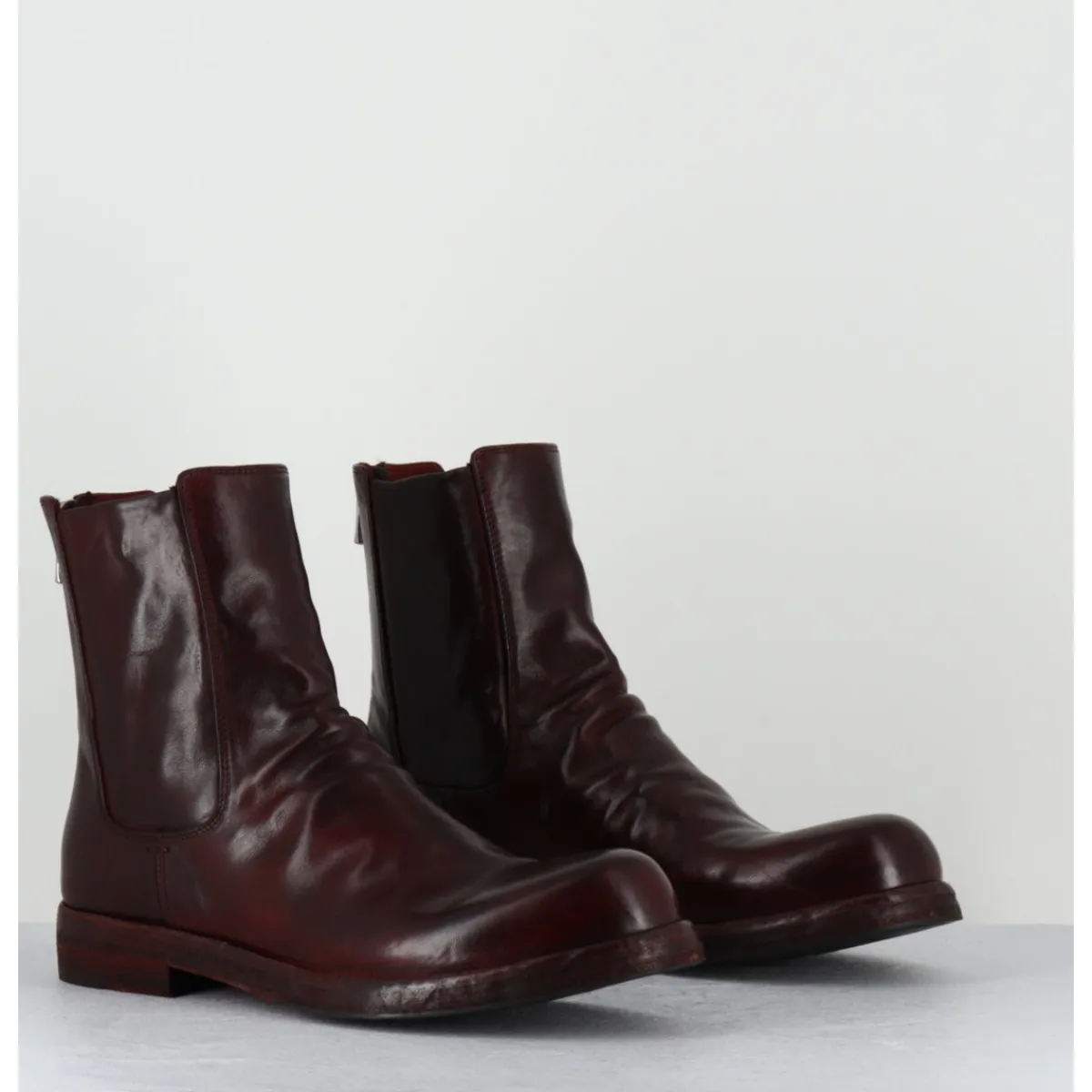 Boots^OFFICINE CREATIVE Boots en cuir x lavé zip arrière - BULLA DD 304 RUBINO BORDEAU