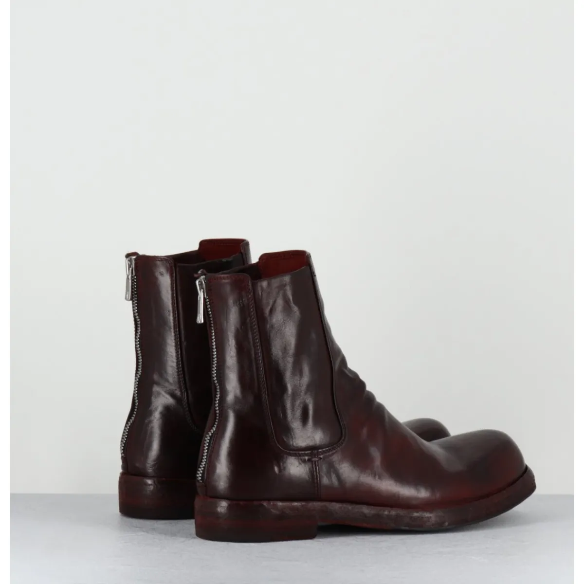 Boots^OFFICINE CREATIVE Boots en cuir x lavé zip arrière - BULLA DD 304 RUBINO BORDEAU