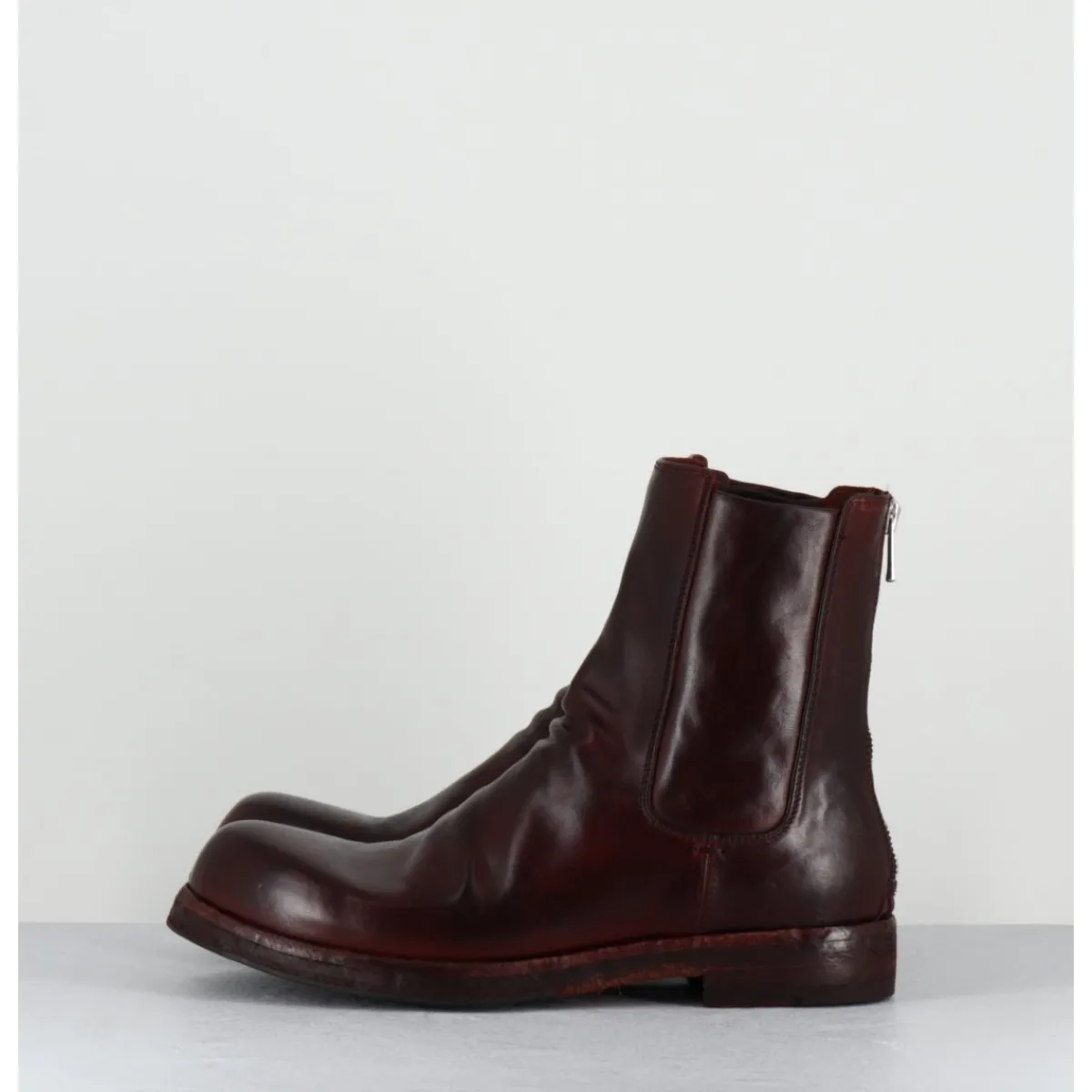Boots^OFFICINE CREATIVE Boots en cuir x lavé zip arrière - BULLA DD 304 RUBINO BORDEAU