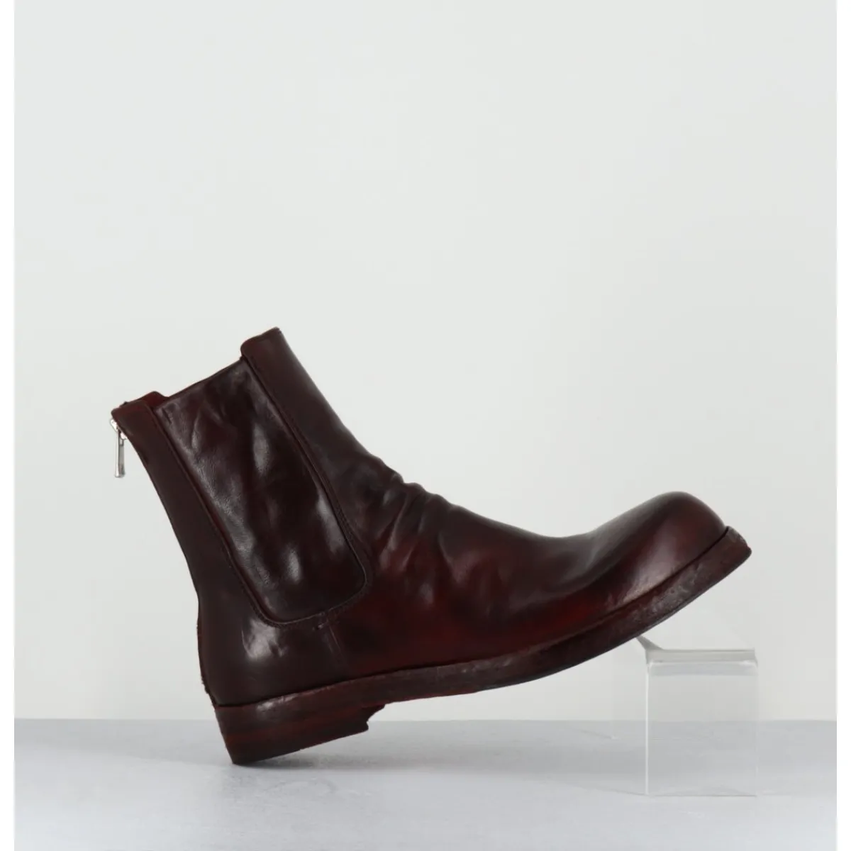 Boots^OFFICINE CREATIVE Boots en cuir x lavé zip arrière - BULLA DD 304 RUBINO BORDEAU