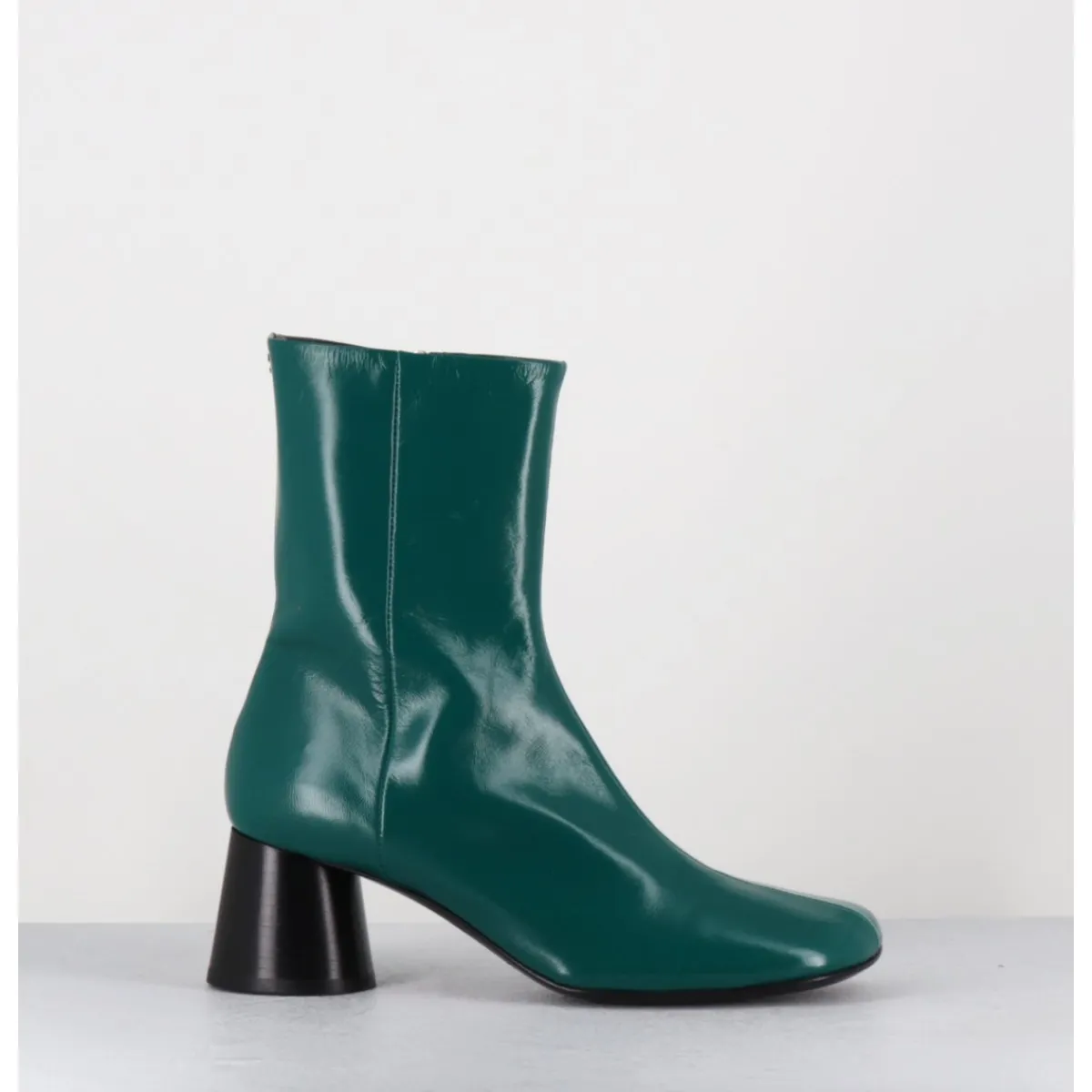 Boots^HALMANERA Boots en cuir brillant talon géométrique - DANI04 GLAZE SELVA VERT