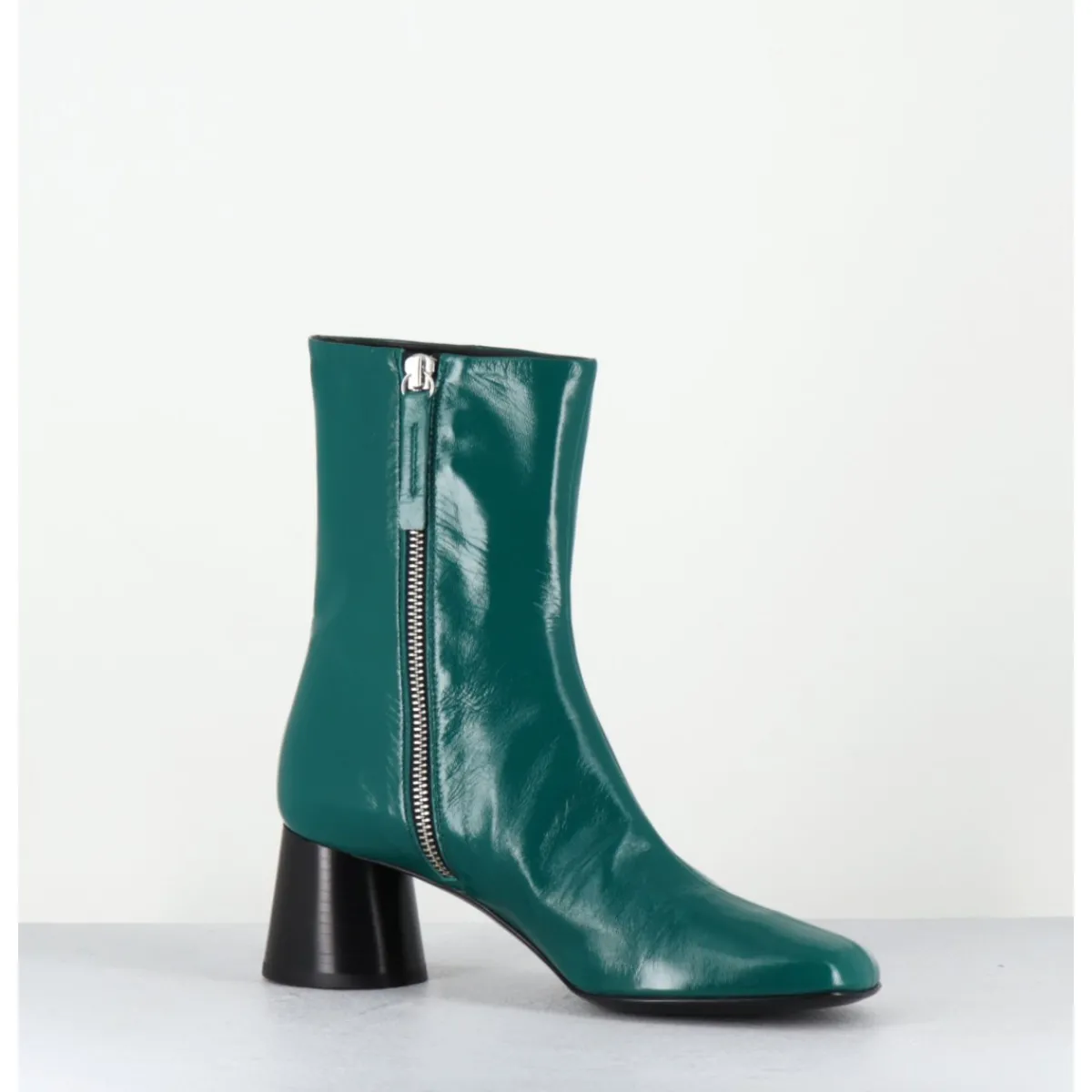 Boots^HALMANERA Boots en cuir brillant talon géométrique - DANI04 GLAZE SELVA VERT