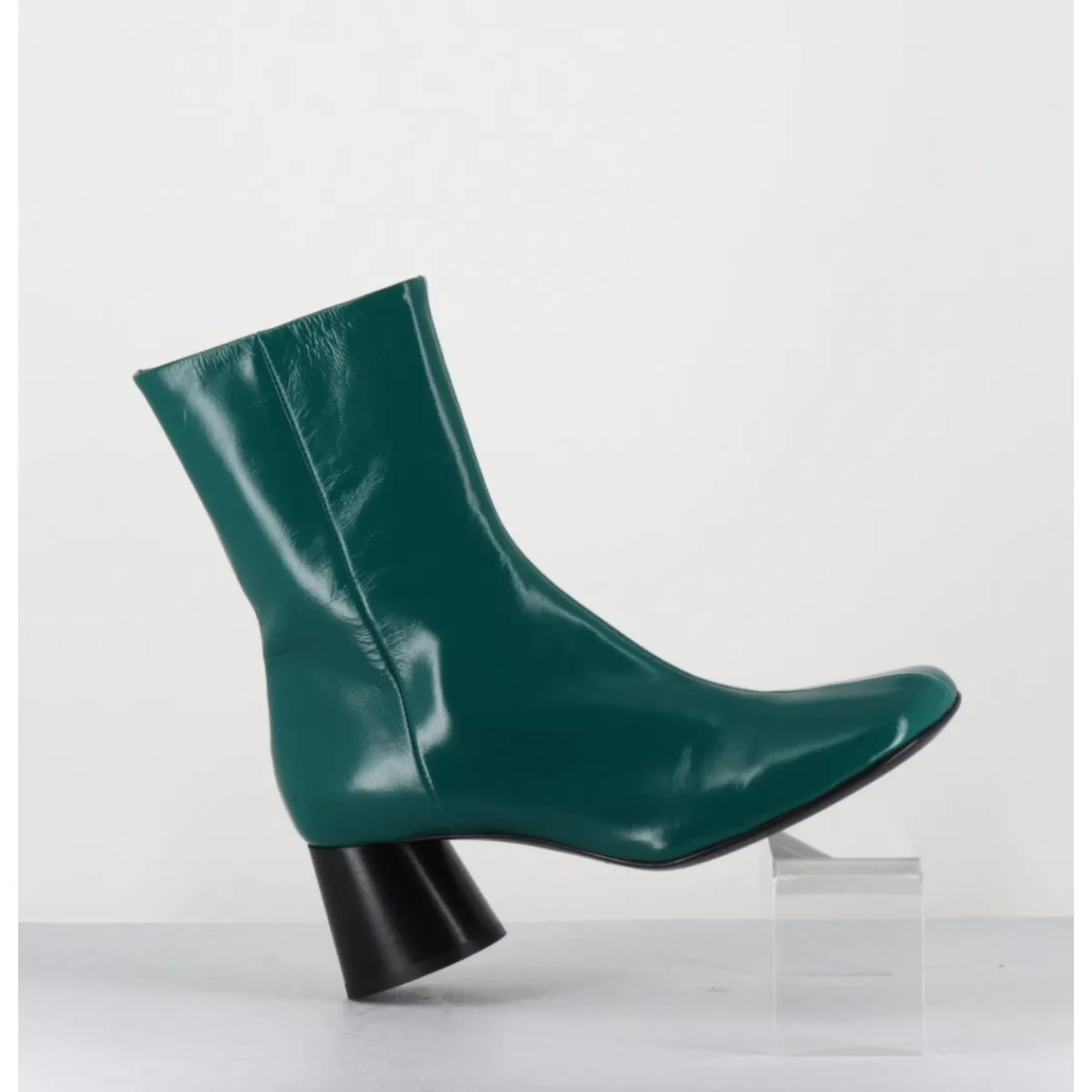 Boots^HALMANERA Boots en cuir brillant talon géométrique - DANI04 GLAZE SELVA VERT