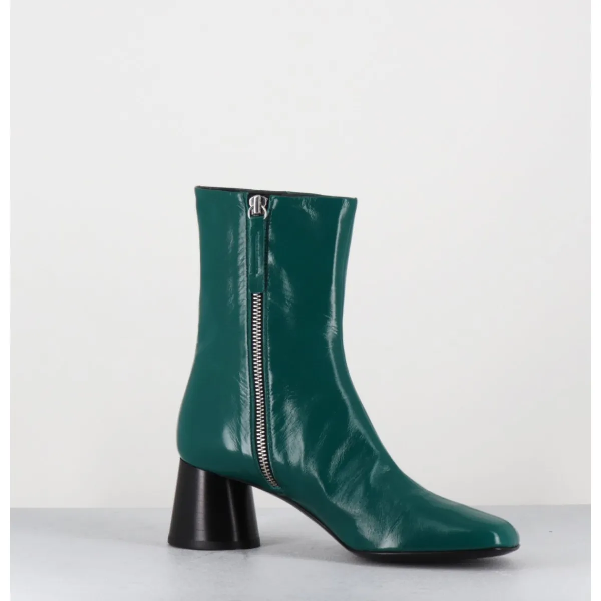 Boots^HALMANERA Boots en cuir brillant talon géométrique - DANI04 GLAZE SELVA VERT