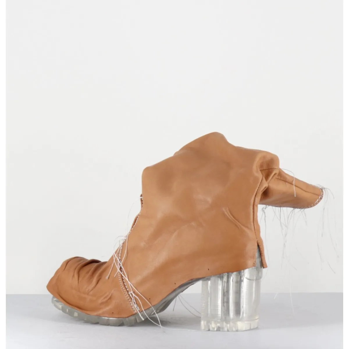 Boots | Bikers^SDM Boots en cuir semelle translucide et fils blancs - VLAD NAPPA CAMEL