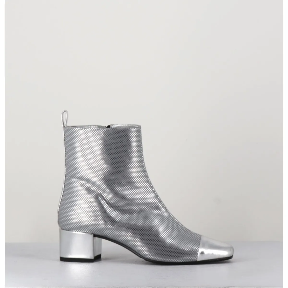 Boots^CAREL Boots en cuir gaufré détails miroir - ESTIME BIS ARGENT