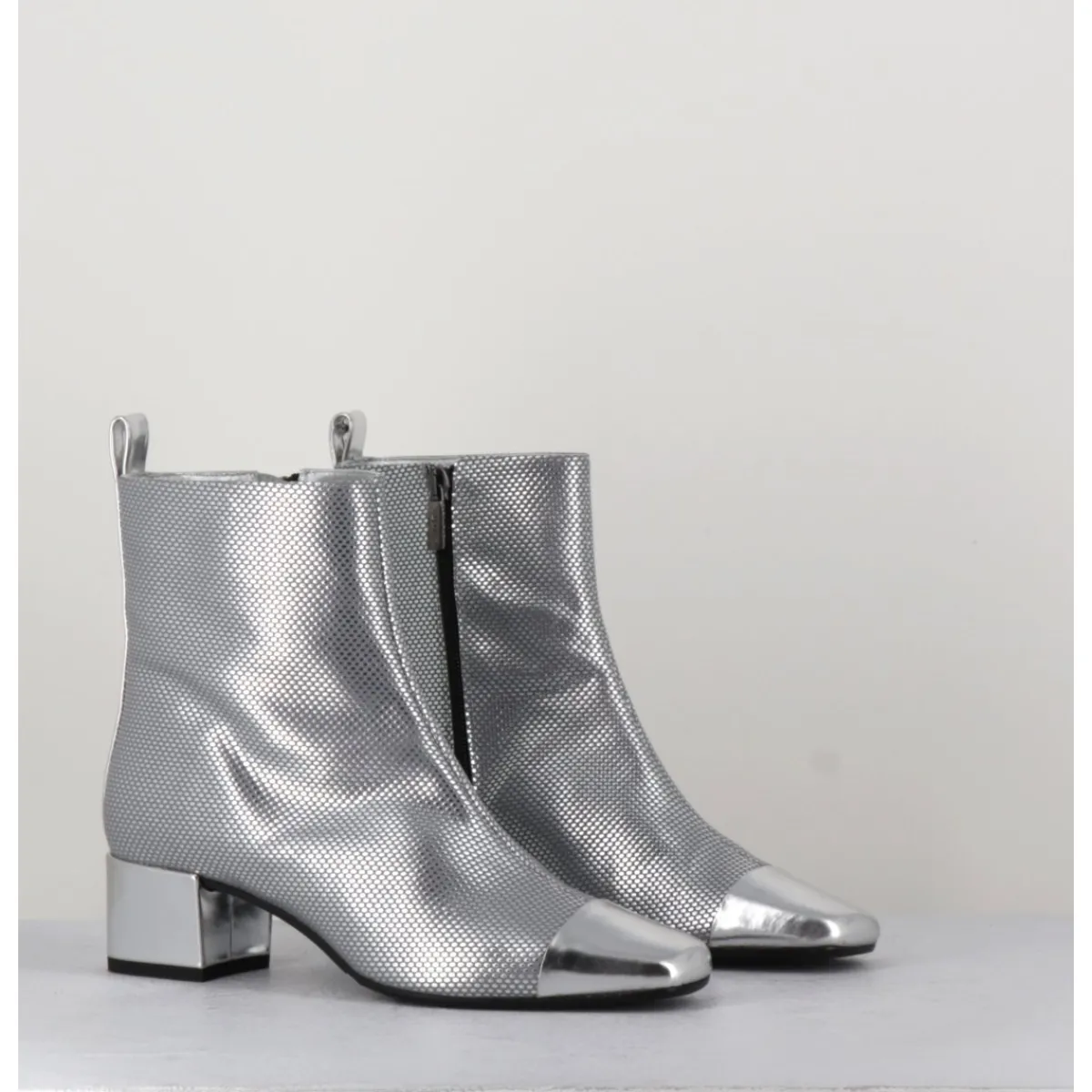 Boots^CAREL Boots en cuir gaufré détails miroir - ESTIME BIS ARGENT