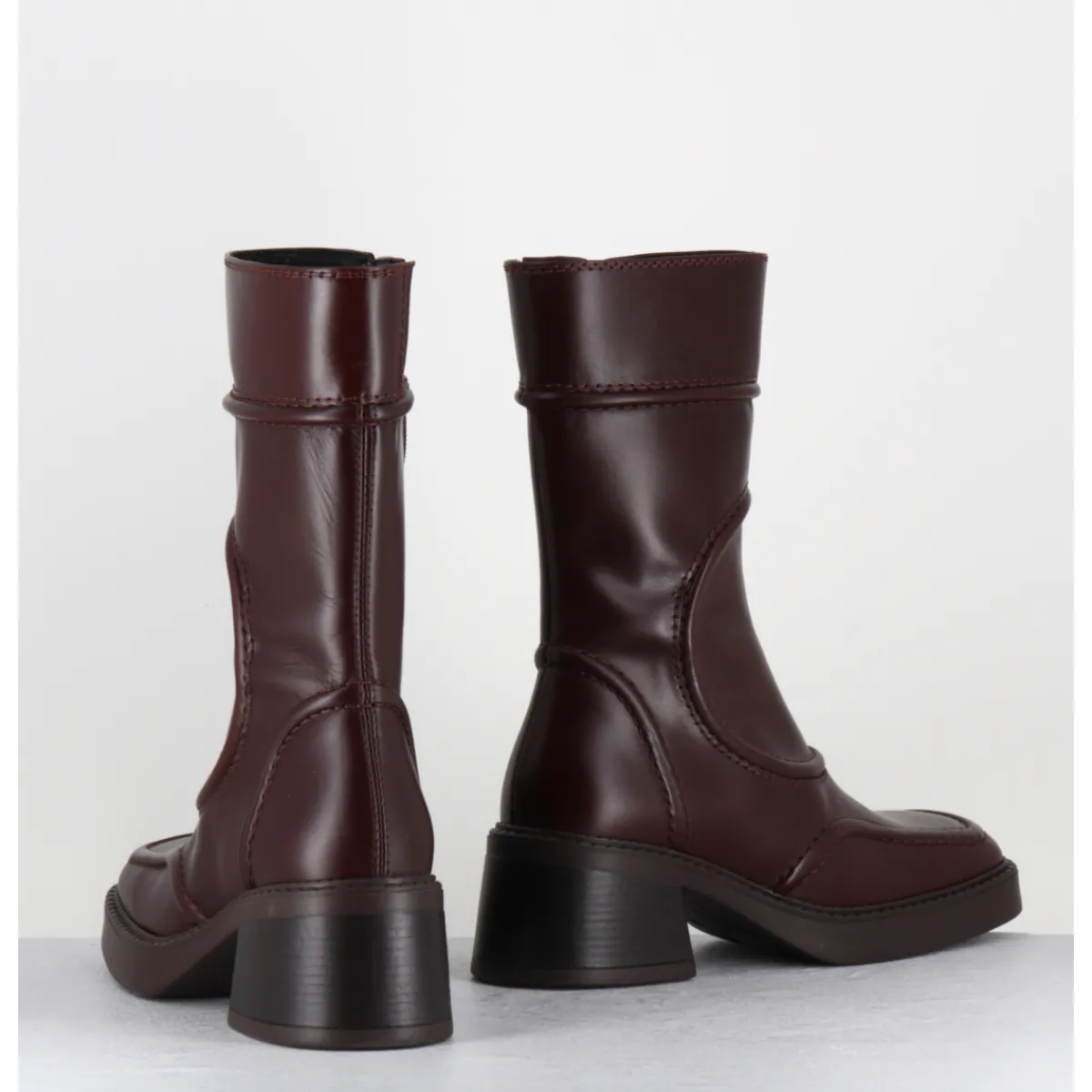 Boots^E8 BY MIISTA Boots en cuir avec surpiqûres 90s - MALENE NEW BROWN BOOTS MARRON