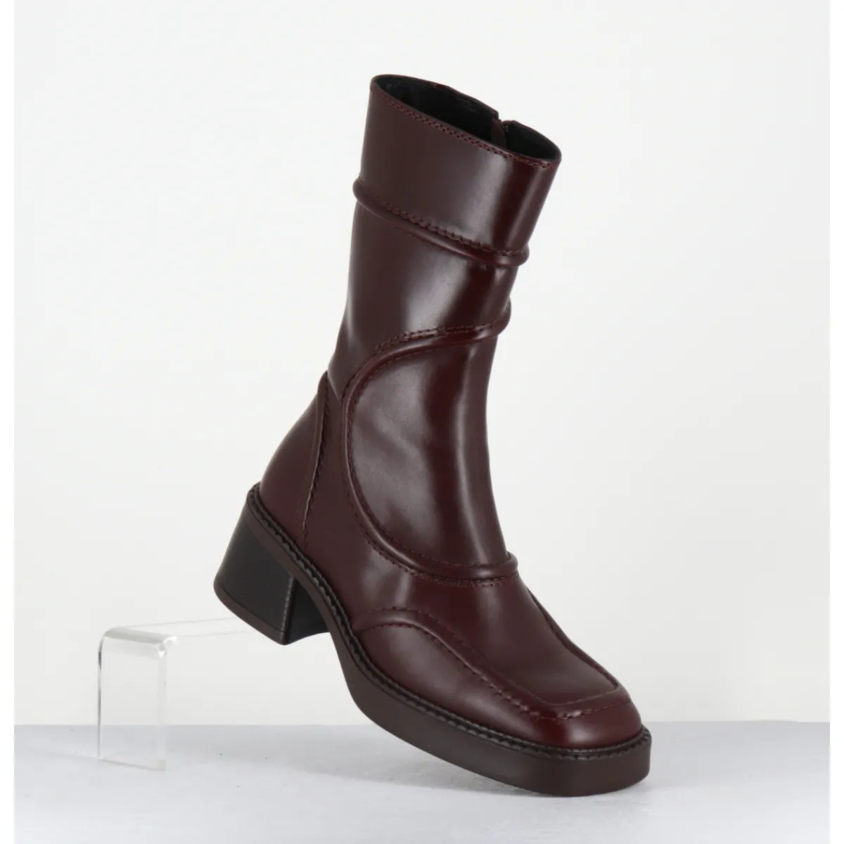 Boots^E8 BY MIISTA Boots en cuir avec surpiqûres 90s - MALENE NEW BROWN BOOTS MARRON