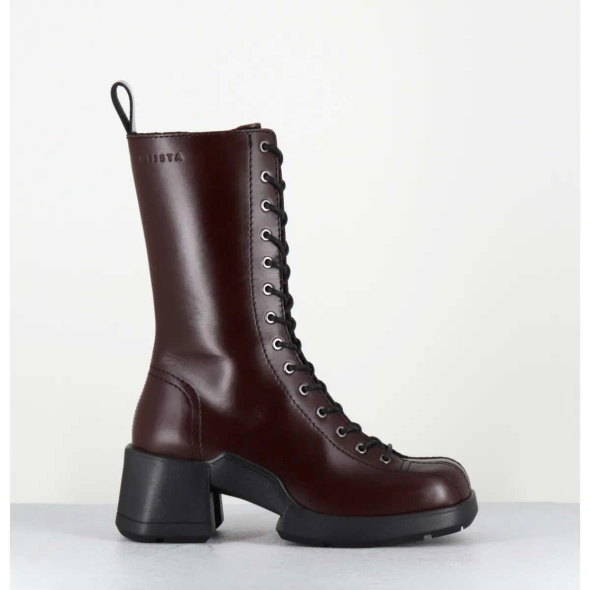 Boots^E8 BY MIISTA Boots en cuir surpiqûres et lacets noirs - INGE BROWN ANKLE BOOTS MARRON