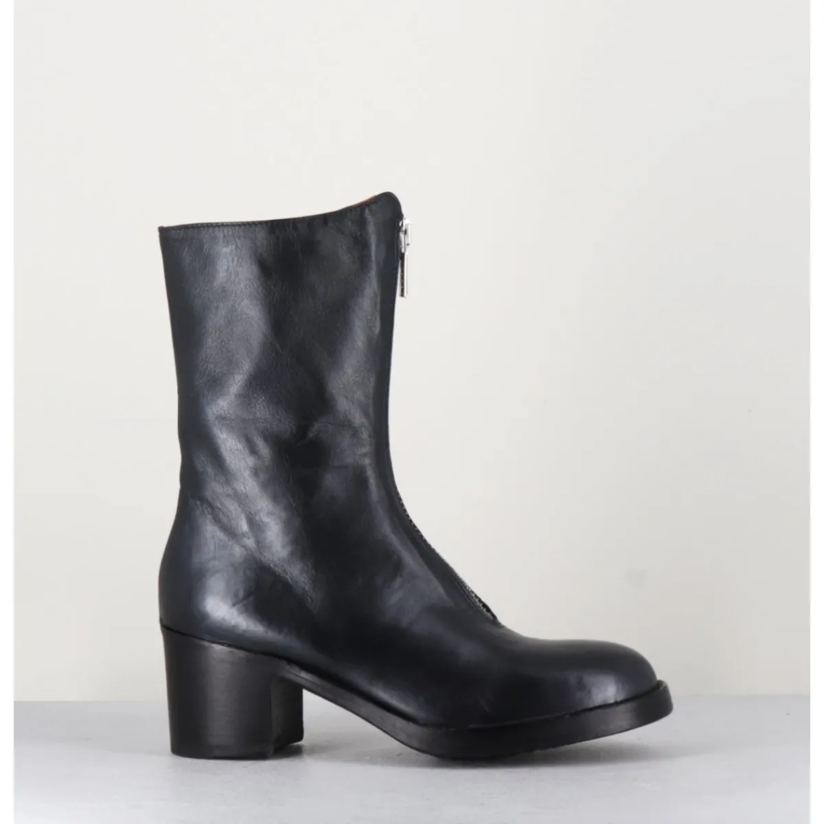 Boots^LA BOTTEGA DI LISA Boots en cuir métallisé à zip - 888 NAPPA FUCILE ANTHRACITE