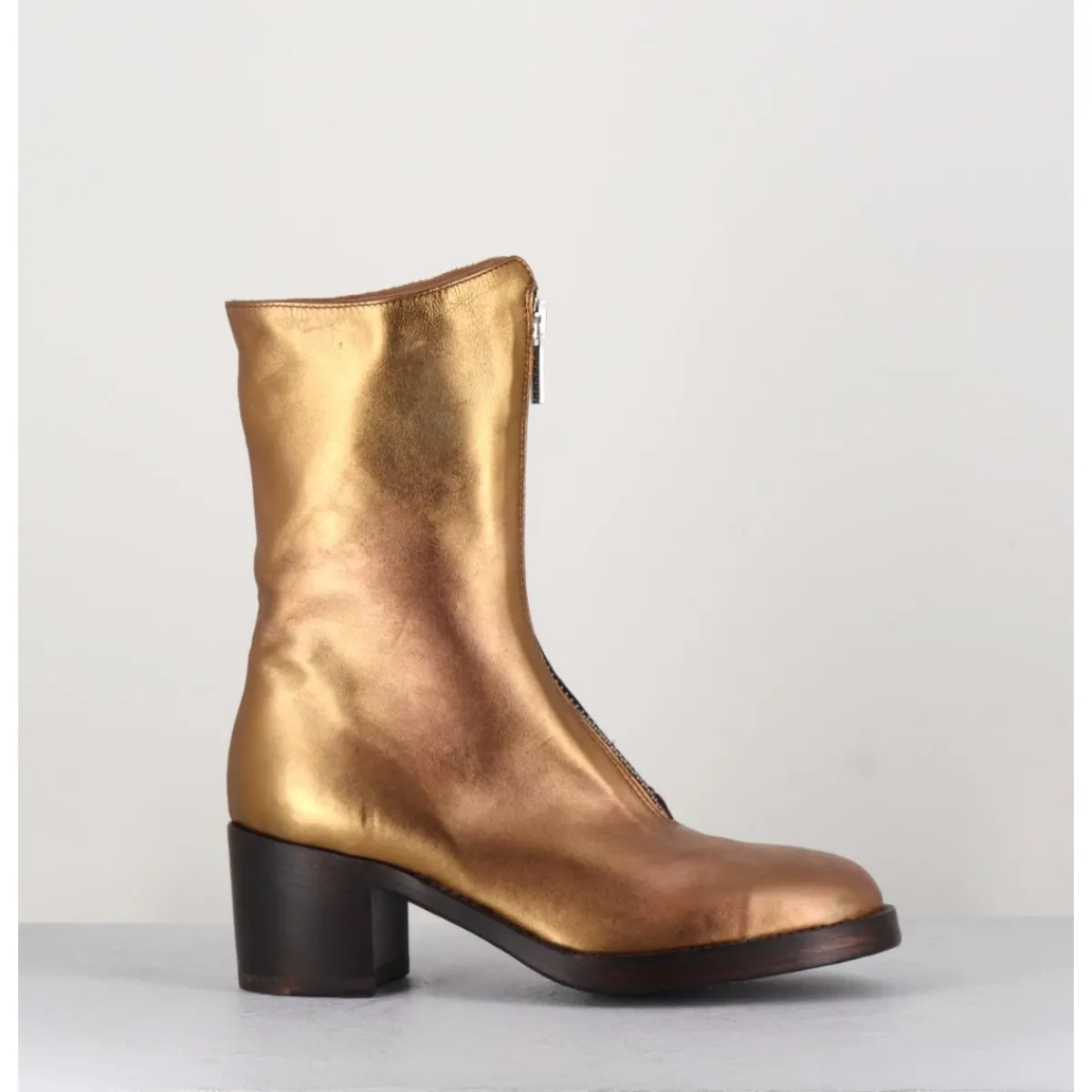 Boots^LA BOTTEGA DI LISA Boots en cuir métallisé doré à zip -888 NAPPA ORO DORE