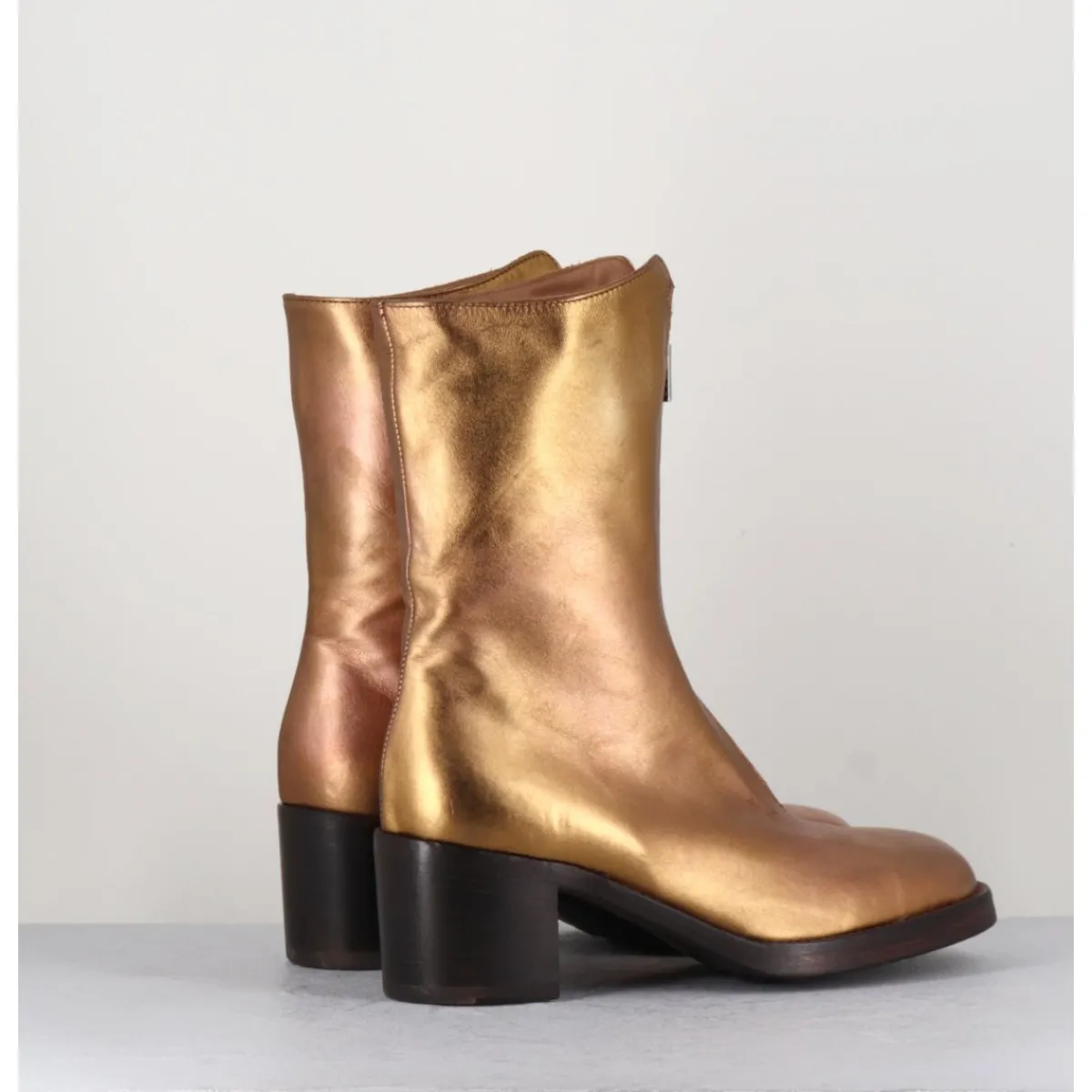 Boots^LA BOTTEGA DI LISA Boots en cuir métallisé doré à zip -888 NAPPA ORO DORE