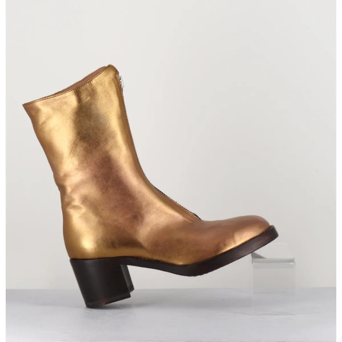 Boots^LA BOTTEGA DI LISA Boots en cuir métallisé doré à zip -888 NAPPA ORO DORE