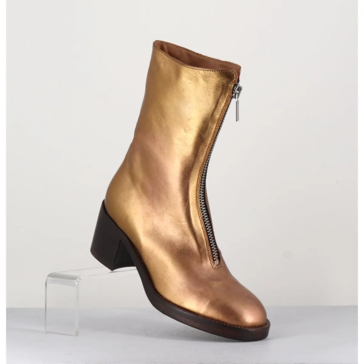 Boots^LA BOTTEGA DI LISA Boots en cuir métallisé doré à zip -888 NAPPA ORO DORE